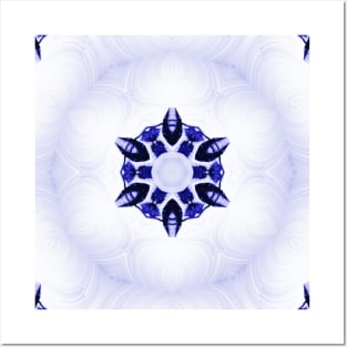 Blue Geode Marble Stone Flower Snowflake Posters and Art